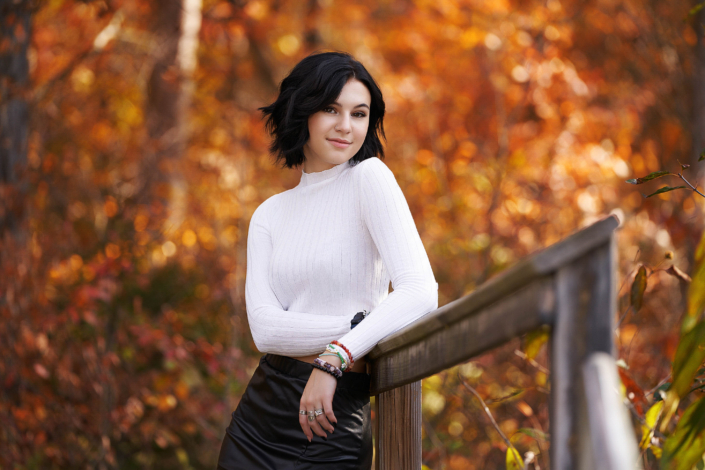 fall leaves senior photos in park